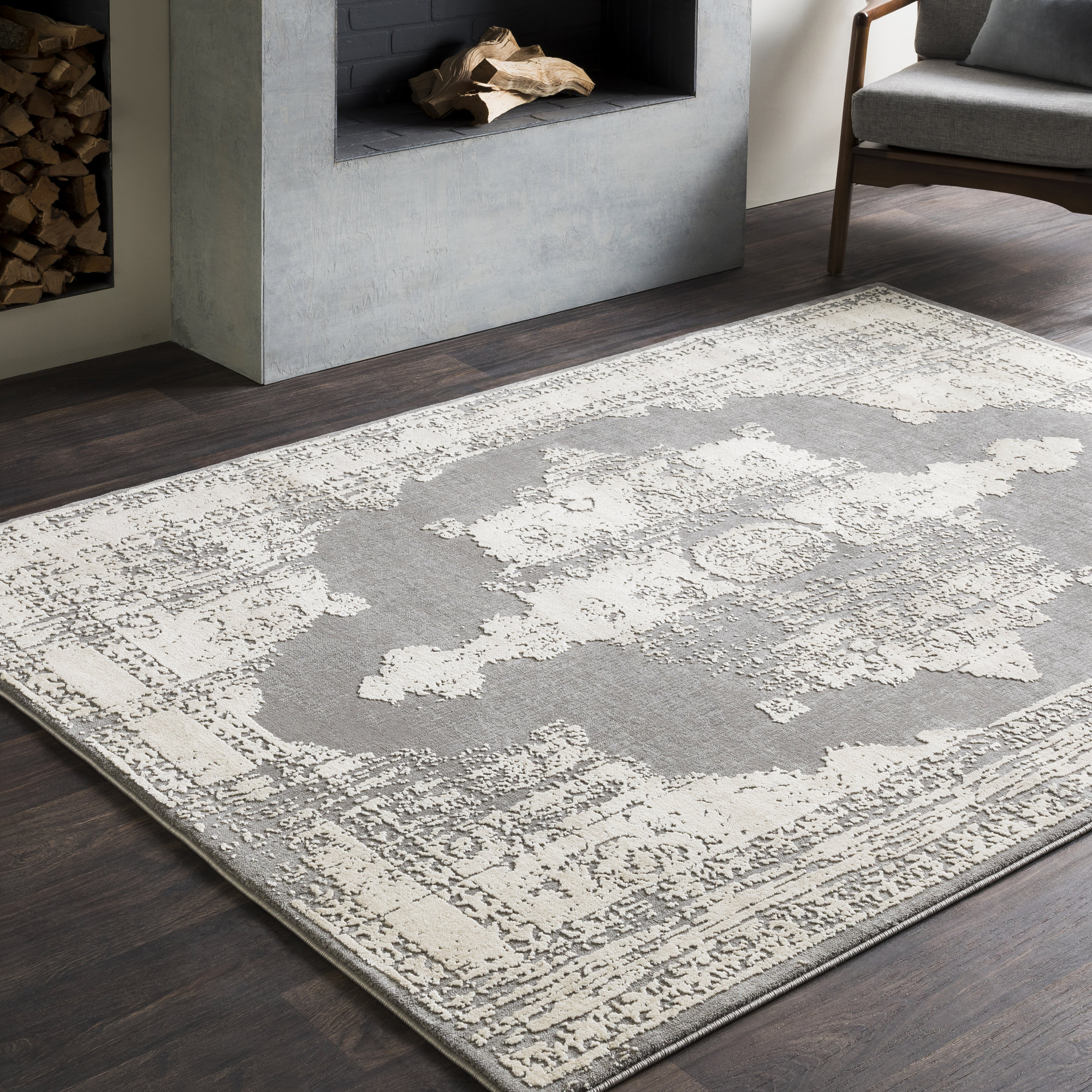 Rushford Distressed Persian Medallion Gray Area Rug Joss & Main